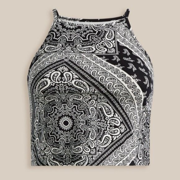 Torrid size 4 Foxy High Neck Crop Top- black and white - Picture 1 of 7